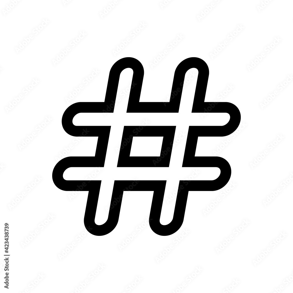 Obraz premium Hashtag icon. Hashtag symbol. Social Media icon. Vector illustration. linear black hashtag logo. concept of communication sign or customer experience. minimal style trendy simple hash tag