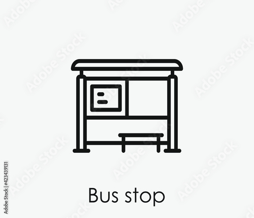 Bus stop vector icon.  Editable stroke. Linear style sign for use on web design and mobile apps, logo. Symbol illustration. Pixel vector graphics - Vector