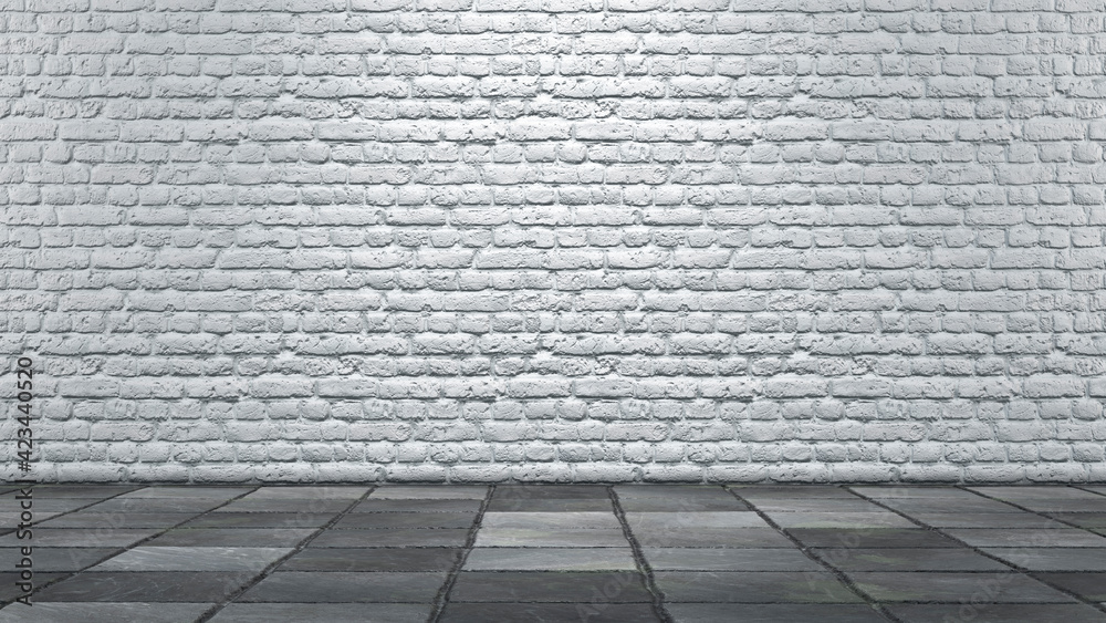 White brick wall background. 3d illustration