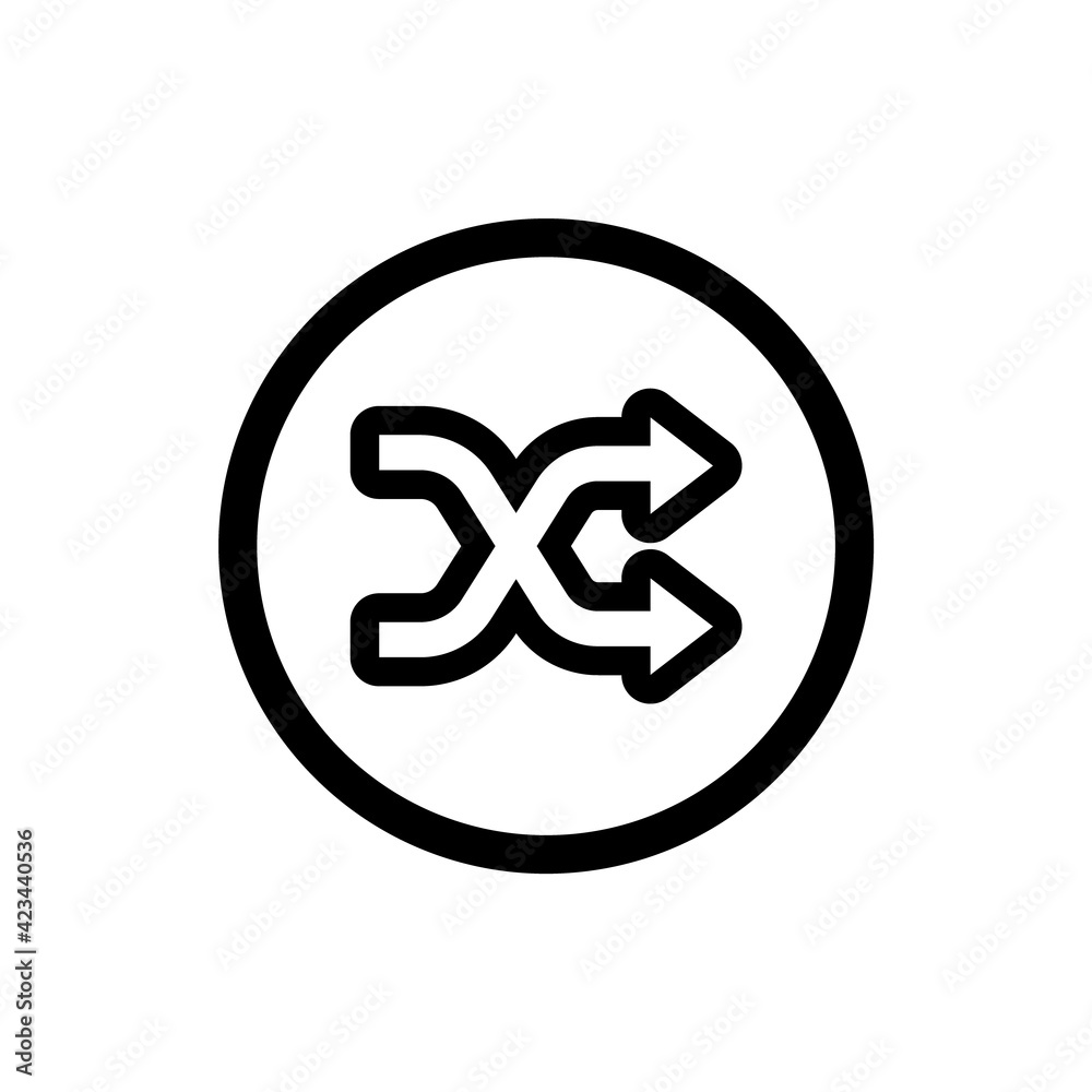 Black shuffle crossed arrows flat design icon, 2 way mixed arrows, interface concept elements app ui ux web button logo, modern graphic glyphs flat design vector eps 10 isolated on white background Black shuffle crossed arrows flat design icon, 2 way mixed arrows, interface concept elements app ui ux web button logo, modern graphic glyphs flat design vector eps 10 isolated on white background