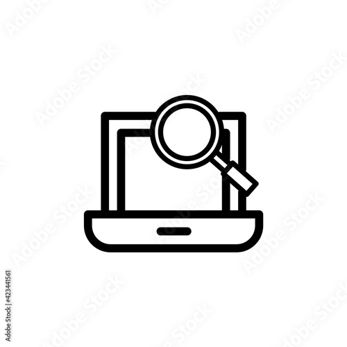 magnifier, laptop icon vector. Internet Search Icon. Search engine optimization icon