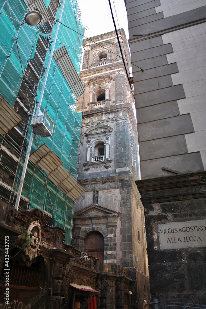 Naklejka premium Napoli - Campanile della Chiesa di Sant'Agostino alla Zecca