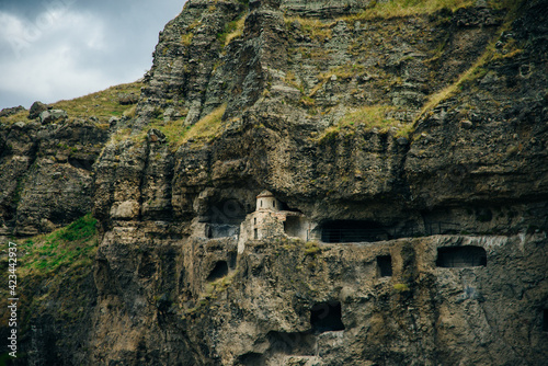 Cave monastery Vanis Kvabebi carved into a cliff, Georgia photo