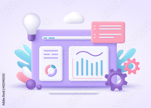 Business intelligence concept, 3d vector illustration.