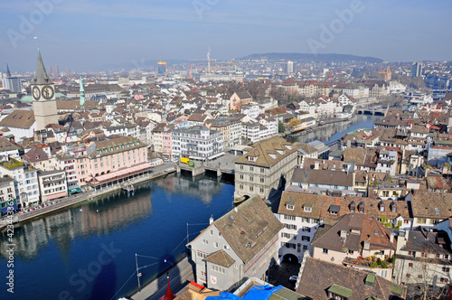 Panoramic view from the Grossminster-Tower to the old town of Zürich © gmcphotopress