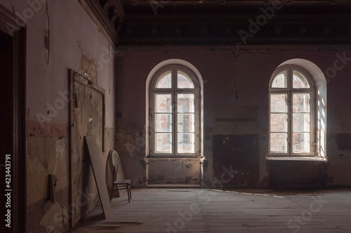 The abandoned old palace in Pilica in Poland