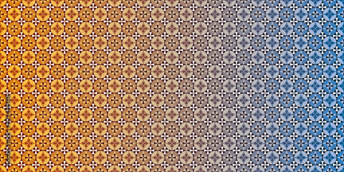 Geometric background with a gradient from orange to blue. Wallpaper with bright tiles