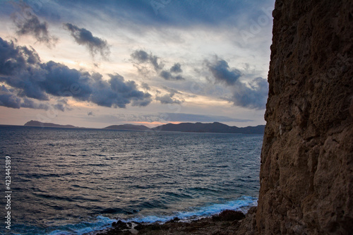 Sunset as seen from a corner beach, close to Cagliari, Sardinia