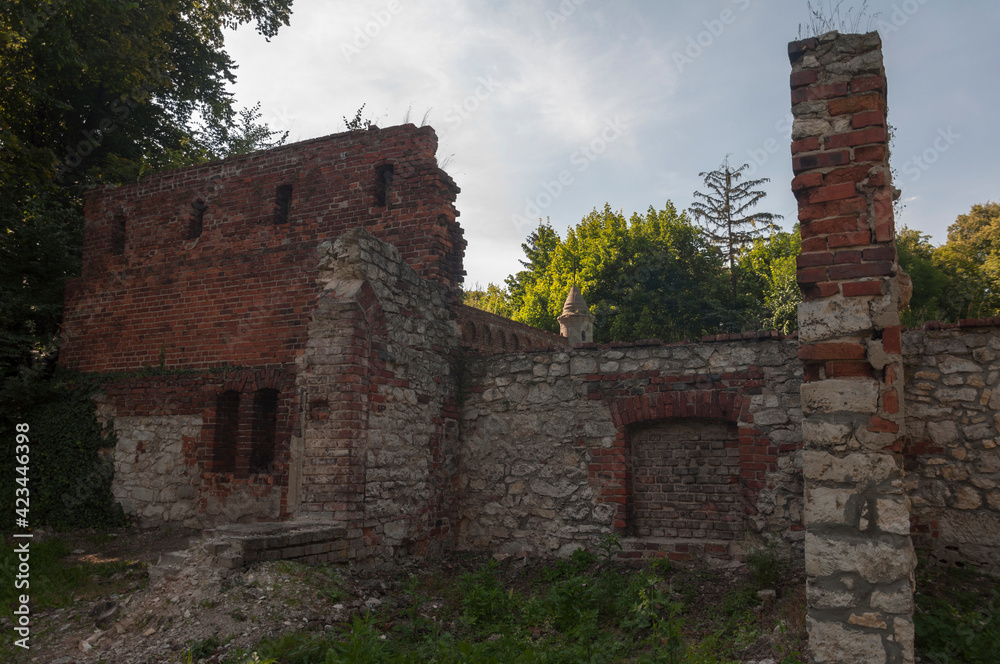 The abandoned old palace in Pilica in Poland