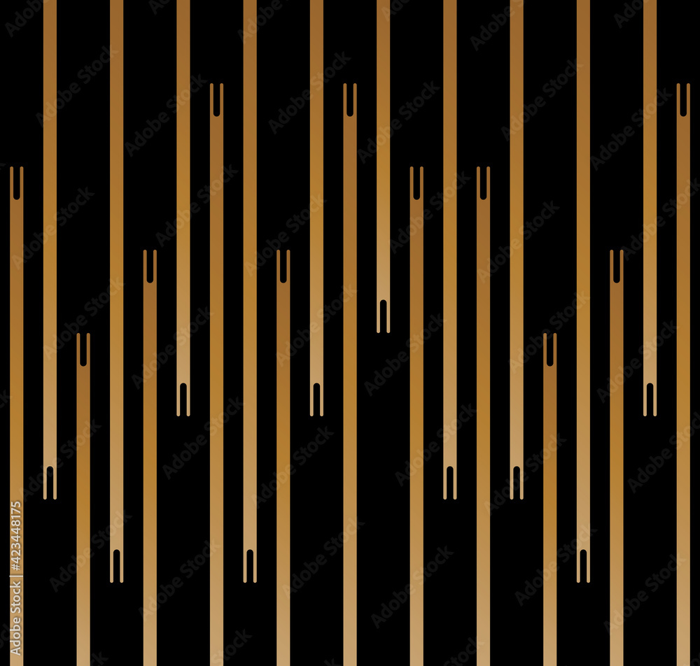 Geometric of vertical lines pattern. Design regular stripe gold on black background. Design print for illustration, texture, wallpaper, background. Geometric of vertical lines pattern. Design regular stripe gold on black background. Design print for illustration, texture, wallpaper, background.
