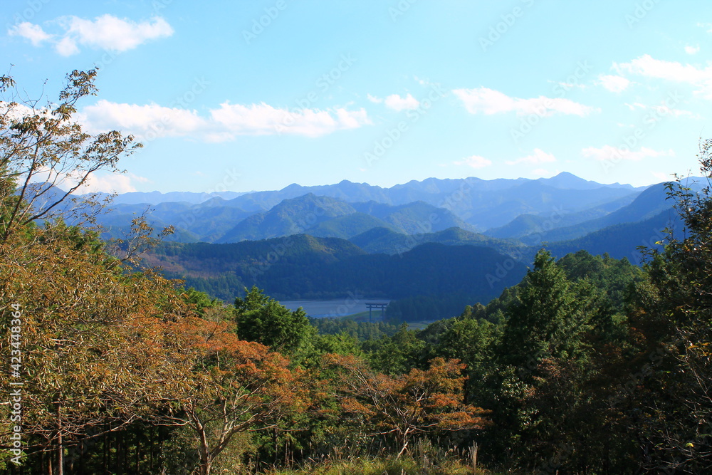 Hiking the Japanese Kumano Kodo Pilgrimage Trail - Nakahechi Route (熊野古道 - 中辺路コース) | Kumano Hongu Taisha Otoori in the distance (熊野本宮大社)