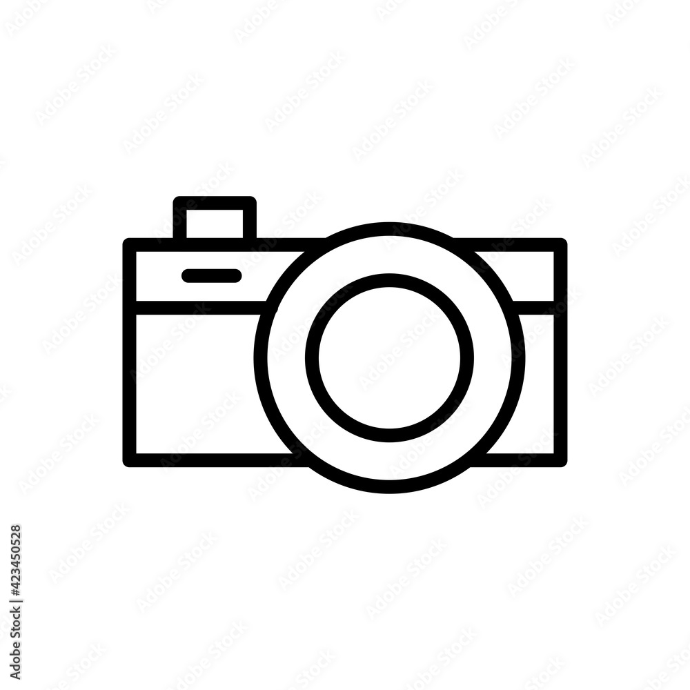 Camera icon design, outline style, vector eps10