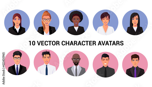 Set of Different Businessmen and businesswomen Character Avatar. People Portraits and Profile Vector Illustration