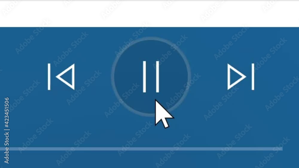 Mouse Cursor Slides Over And Clicks Play Audio Button. Device Screen View of Cursor Clicking Start Music Song Track. Viewpoint. Mouse Cursor Slides Over And Clicks Play Audio Button. Device Screen View of Cursor Clicking Start Music Song Track. Viewpoint.