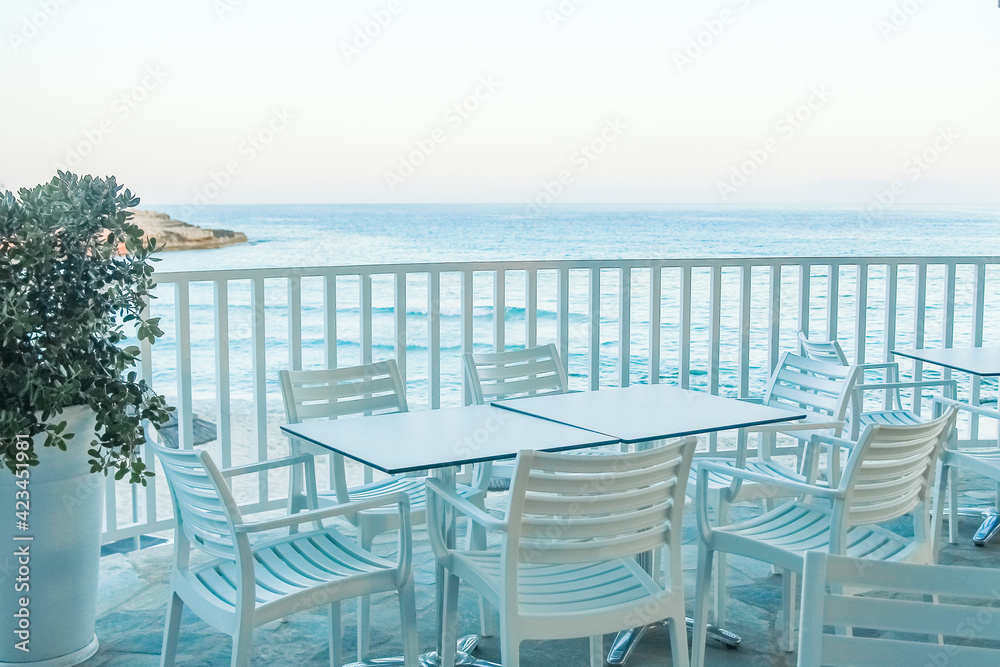 table by the sea for two on nature background