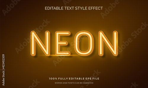 editable text style effect neon light theme bright color.
vector illustration template