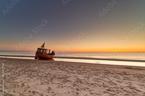 Summer morning on the beach of Seebad Ahlbeck on the island of Usedom