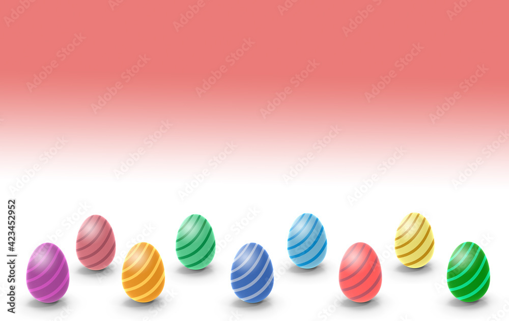 curved stripes easter eggs in rainbow colors with white and pink gradient background curved stripes easter eggs in rainbow colors with white and pink gradient background
