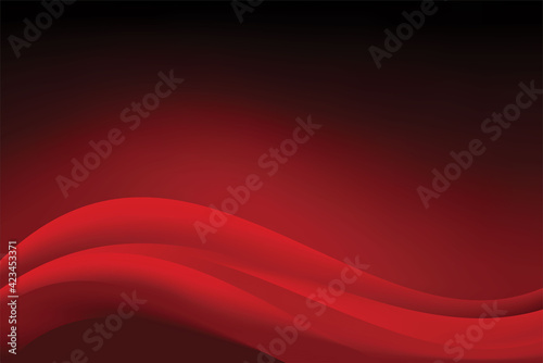 Abstract Smooth Red Wavy Background Design Template Vector, Professional Elegant Flowing Dark Red Mesh Gradient Element with Copy Space for Text