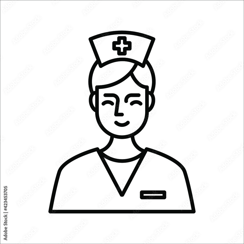Nurse vector icon. Illustration isolated on white background for graphic and web design. color editable Nurse vector icon. Illustration isolated on white background for graphic and web design. color editable