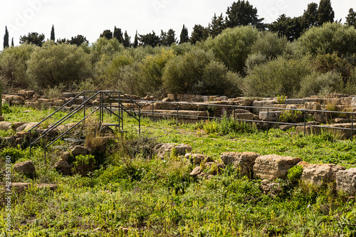 Fototapeta Naklejka Na Ścianę i Meble -  Panoramic Views of The Archaeological Area of Megara Iblea in Province of Syracuse, Sicily, Italy.