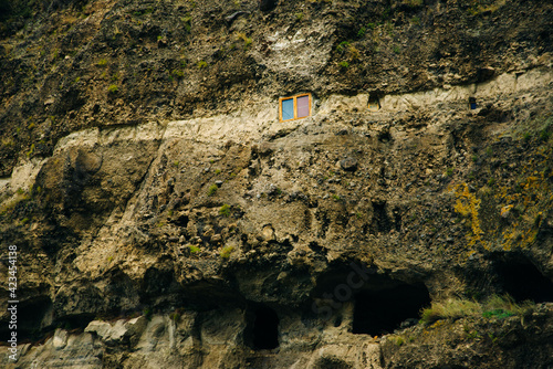 Cave monastery Vanis Kvabebi carved into a cliff, Georgia photo