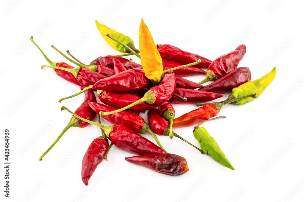 group vegetables hot chili red and yellow on an isolated background group vegetables hot chili red and yellow on an isolated background