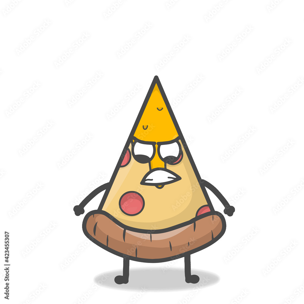 Cute Pizza Character Mascot Flat Cartoon Emoticon Vector Design Illustration Cute Pizza Character Mascot Flat Cartoon Emoticon Vector Design Illustration