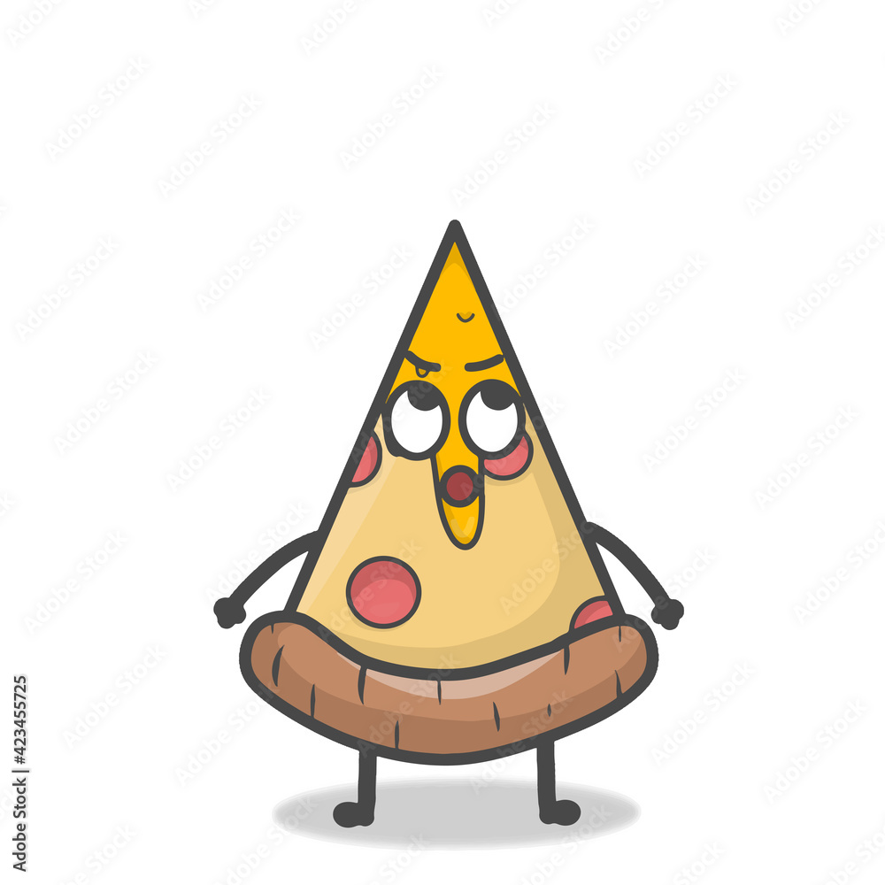 Cute Pizza Character Mascot Flat Cartoon Emoticon Vector Design Illustration Cute Pizza Character Mascot Flat Cartoon Emoticon Vector Design Illustration