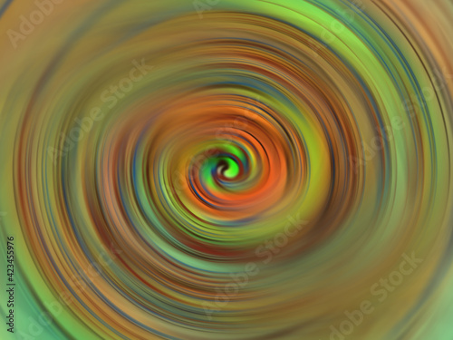 paint green and orange swirling lines fractal design bright tunnel