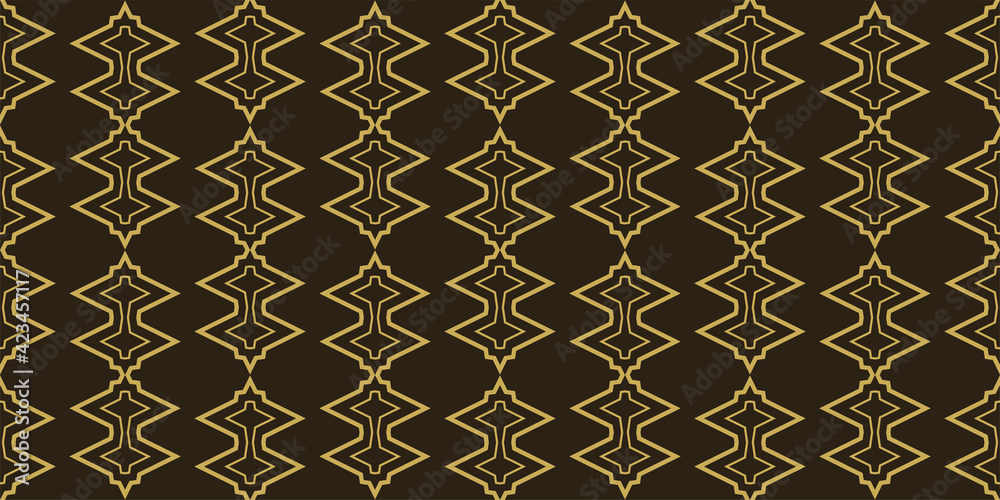 Fototapeta premium Modern background pattern with gold geometric ornament on a black background