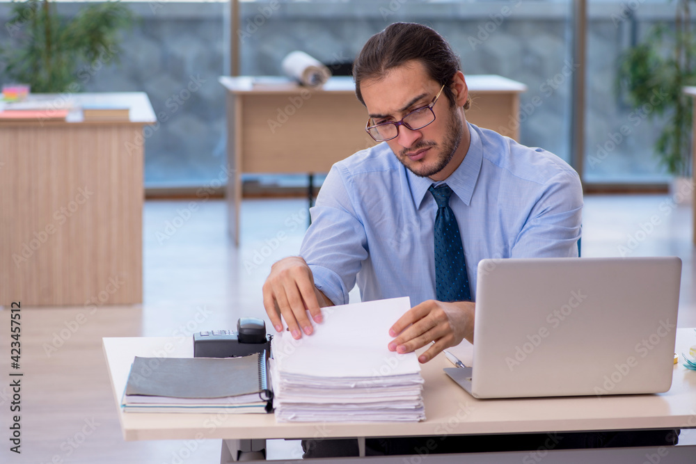 Young male accountant working in the office Young male accountant working in the office