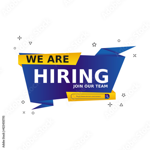 Hiring recruitment social media post design. Badge job vacancy template on white background. Modern vector illustration