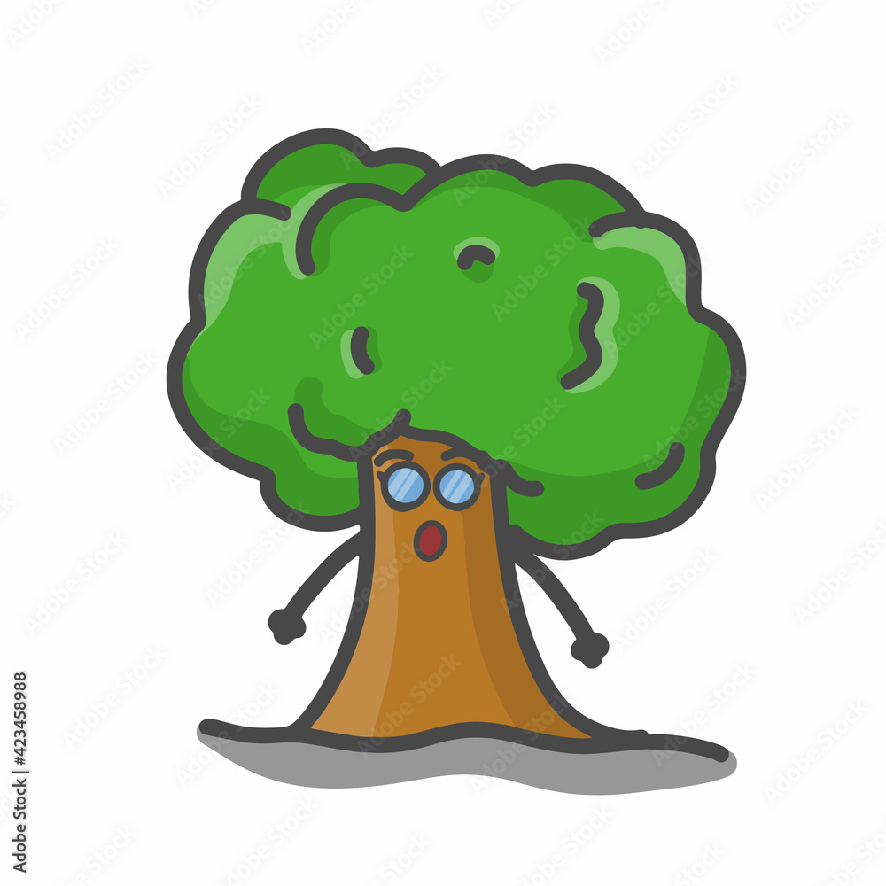 Cute Tree Character Mascot Flat Cartoon Emoticon Vector Design Illustration Cute Tree Character Mascot Flat Cartoon Emoticon Vector Design Illustration