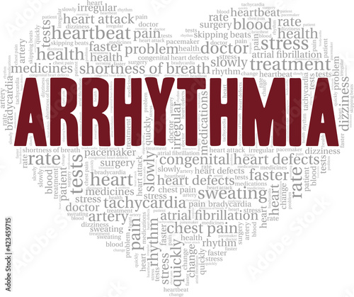 Arrhythmia vector illustration word cloud isolated on a white background.