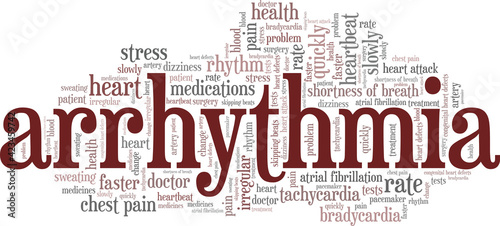 Arrhythmia vector illustration word cloud isolated on a white background.