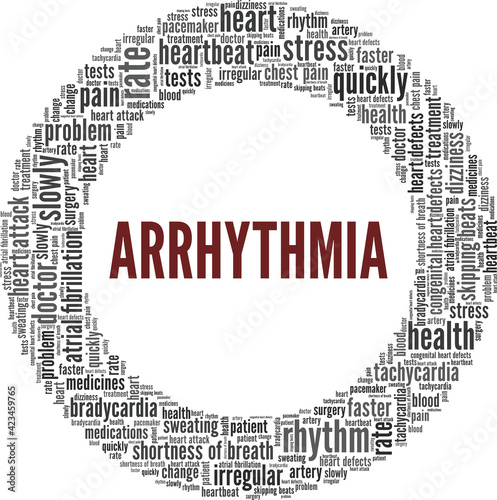 Arrhythmia vector illustration word cloud isolated on a white background.