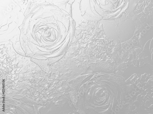 Silver background of 3d processed rose and carnation flower arrangement
