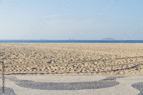 Copacabana beach empty during the second wave of coronavirus in Rio de Janeiro.