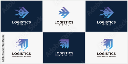 Logistic company - business concept logo template vector illustration. abstract arrow creative sign. transport delivery service