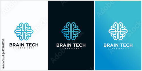 Brain tech logo design, smart brain logo design