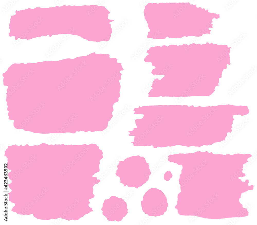 筆書きしたピンク色の線のイラストセット