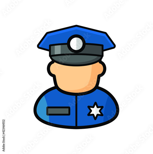 Police man icon vector isolated on white background. Simple person designed illustration.