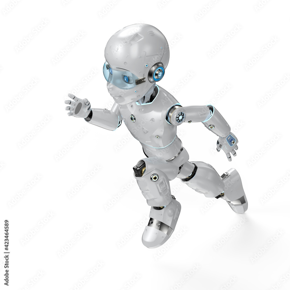 Cute robot with cartoon character