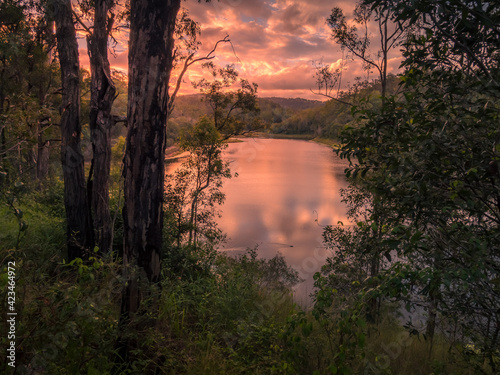 Beautiful Lakeside Evening with Cloud Reflections