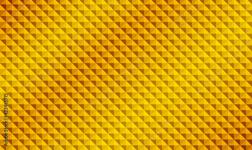Gold pyramid 3D pattern background. Stylish pyramids. Seamless golden geometric relief texture. Vector pattern acoustic golden foam. Seamless pattern gold rhombus. Vector illustration EPS10