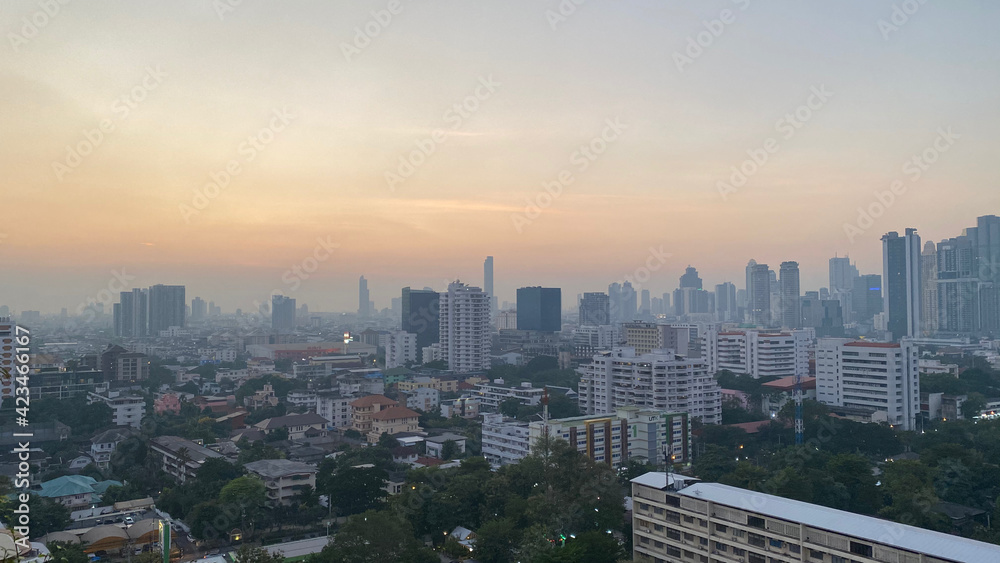 Bangkok city skyline at sunset