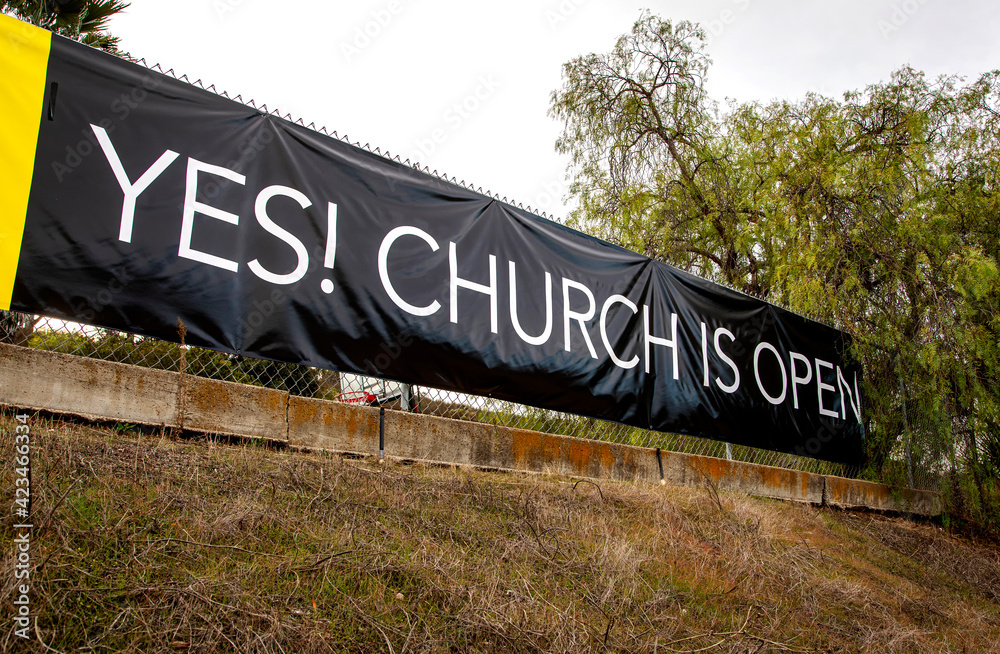 Sign Stating Church Is Now Open