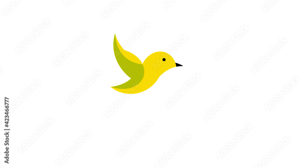 beautiful yellow green bird vector illustration on white background beautiful yellow green bird vector illustration on white background