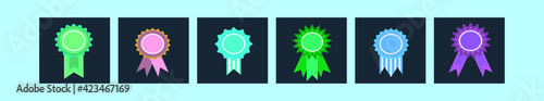 set of cockade with ribbon cartoon icon design template with various models. vector illustration isolated on blue background